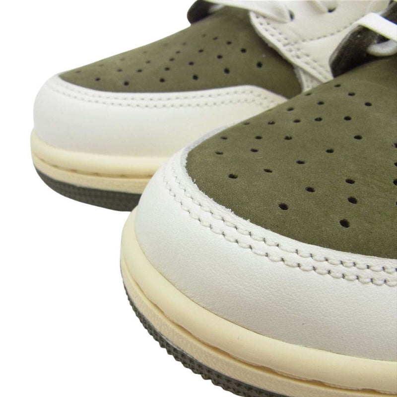 NIKE AIR JORDAN ナイキ ジョーダン DM7866-200 × Travis Scott Low OG SP Reverse Olive 【フェイクバスターズ鑑定済】 トラヴィススコット リバース オリーブ スニーカー モスグリーン系 27.5cm【極上美品】【中古】