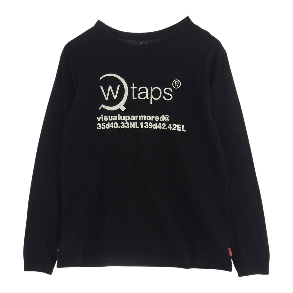 WTAPS ダブルタップス VISUAL UPARMORED L/S Tシャツ ロゴ プリント ロングスリーブ Tシャツ ブラック系 2【中古】