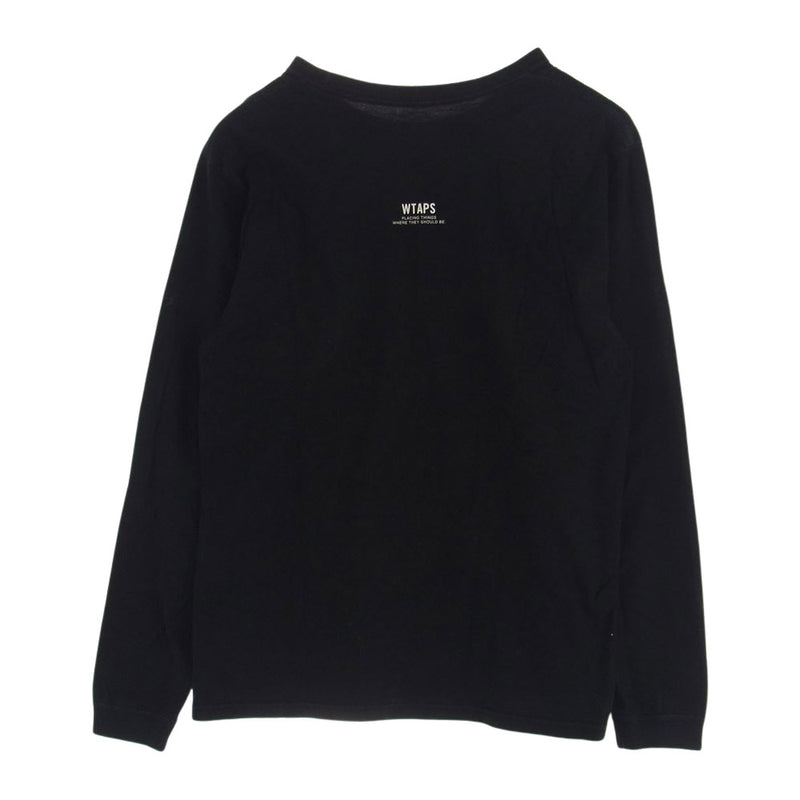 WTAPS ダブルタップス VISUAL UPARMORED L/S Tシャツ ロゴ プリント ロングスリーブ Tシャツ ブラック系 2【中古】