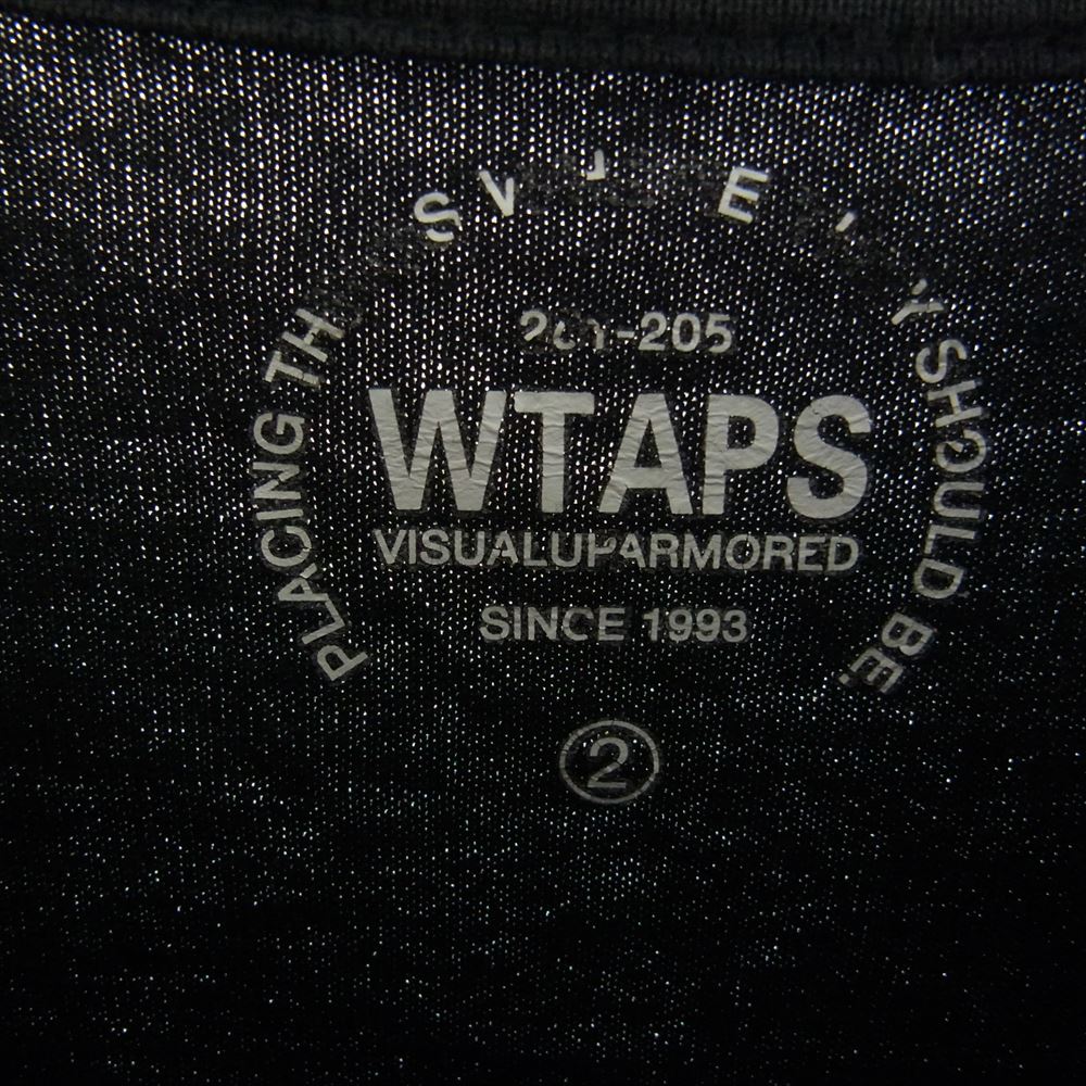 WTAPS ダブルタップス VISUAL UPARMORED L/S Tシャツ ロゴ プリント ロングスリーブ Tシャツ ブラック系 2【中古】