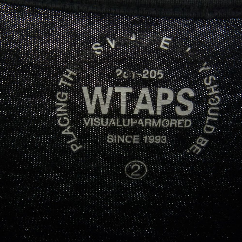 WTAPS ダブルタップス VISUAL UPARMORED L/S Tシャツ ロゴ プリント ロングスリーブ Tシャツ ブラック系 2【中古】