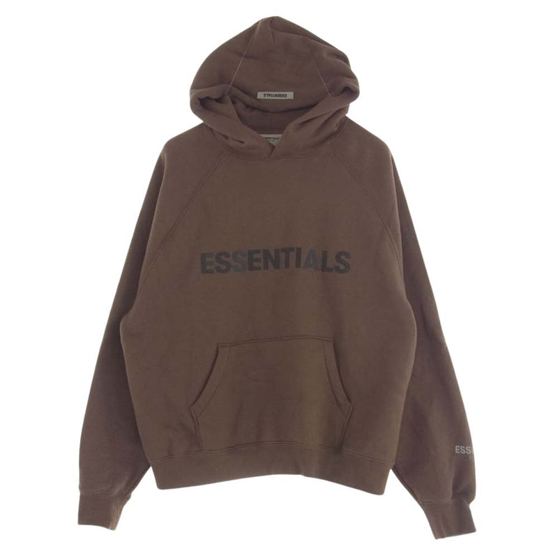 FEAR OF GOD フィアオブゴッド ESSENTIALS エッセンシャルズ ラバーロゴ プルオーバー パーカー ブラウン ブラウン系 M【中古】