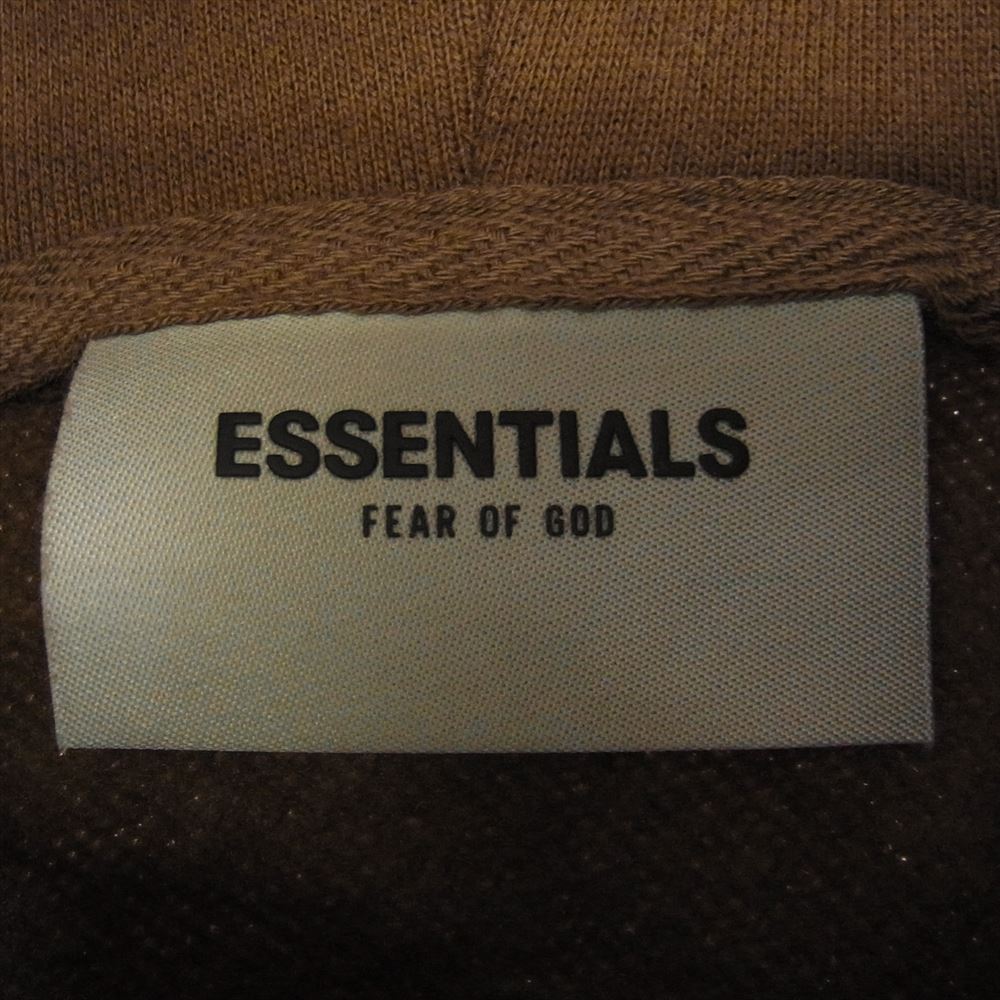 FEAR OF GOD フィアオブゴッド ESSENTIALS エッセンシャルズ ラバーロゴ プルオーバー パーカー ブラウン ブラウン系 M【中古】