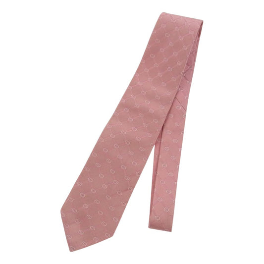 GUCCI グッチ GG柄 インターロッキングG シルク ネクタイ ピンク系【中古】
