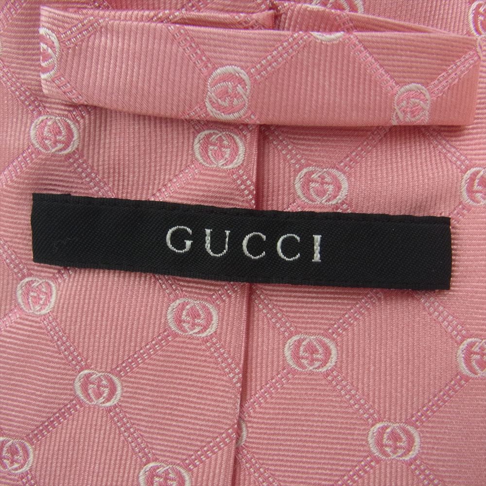 GUCCI グッチ GG柄 インターロッキングG シルク ネクタイ ピンク系【中古】