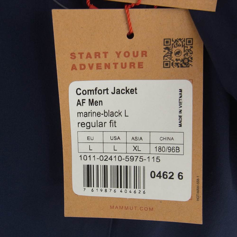 Mammut マムート 1011-02410 Comfort Jacket AF Men コンフォート ジャケット  ナイロン ジップアップ フーディー パーカー ブラック系 ネイビー系 XL ASIA/XL【新古品】【未使用】【中古】