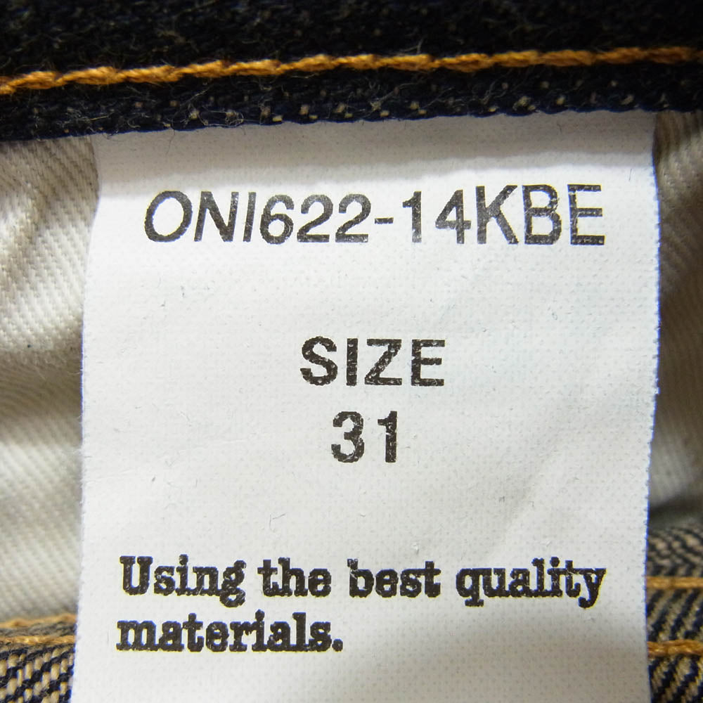 ONI DENIM 鬼デニム ONI622-14KBE 鬼デニム 14oz. Relax Tapered 青鬼 リラックス テーパード ボタンフライ デニム パンツ インディゴブルー系 31【美品】【中古】