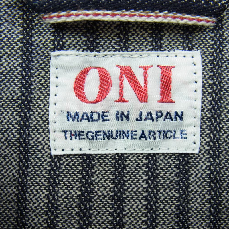 ONI DENIM 鬼デニム ONI-03501-HJS 鬼デニム 針抜き ジャガード ストライプ デニム ジャケット インディゴブルー系 44【美品】【中古】