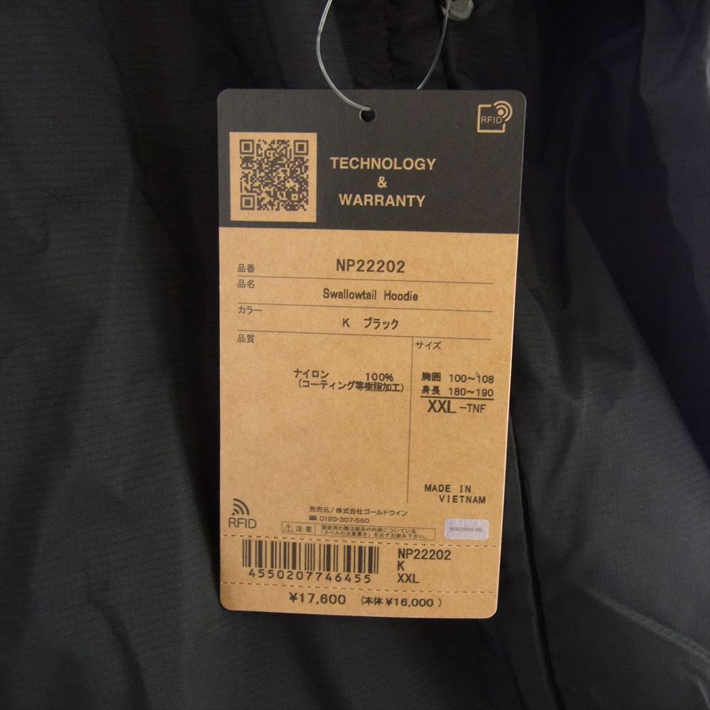 THE NORTH FACE ノースフェイス NP22202 SWALLOWTAIL HOODIE スワローテイル フーディー ロゴ ジップアップ ジャケット ブラック系 XXL【新古品】【未使用】【中古】