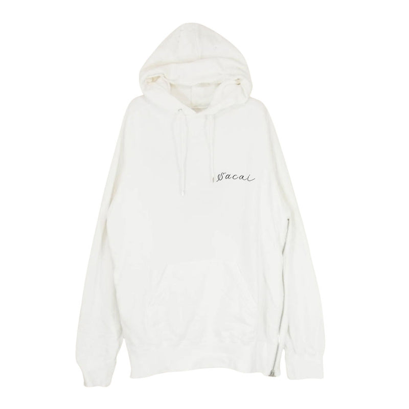 Sacai サカイ 19SS 19-0048S Dr.Woo ドクターウー Side Zip Hoodie サイド ジップ バック プリント スウェット パーカー ホワイト系 4【中古】