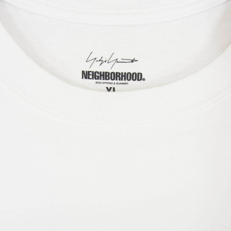 Yohji Yamamoto ヨウジヤマモト 23SS HZ-T63-288 x NEIGHBORHOOD YN CREW NECK LS プリント 長袖 カットソー ホワイト系 XL【中古】