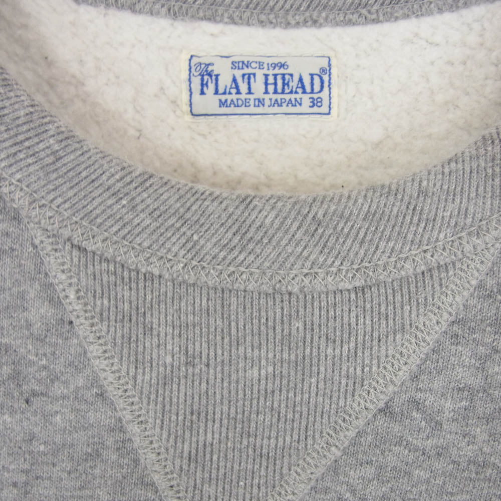 THE FLAT HEAD ザフラットヘッド ロゴ プリント クルーネック スウェット グレー系 38【中古】