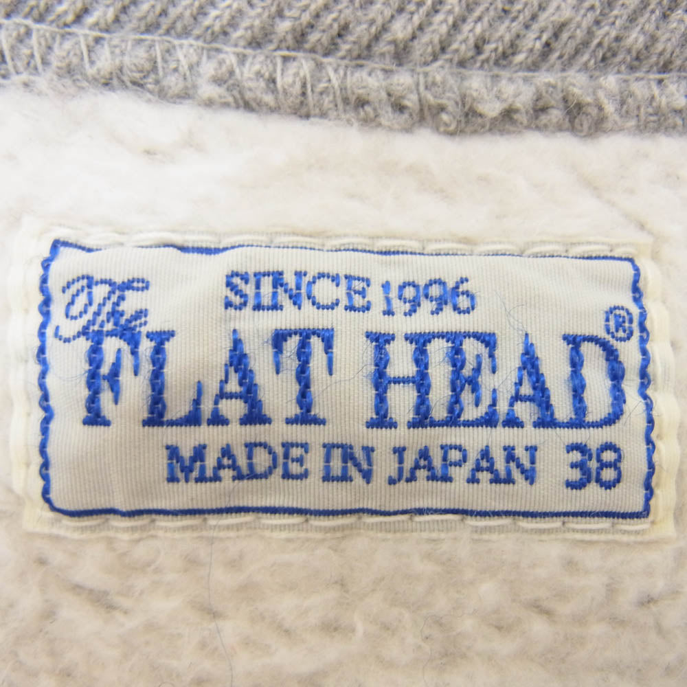 THE FLAT HEAD ザフラットヘッド ロゴ プリント クルーネック スウェット グレー系 38【中古】