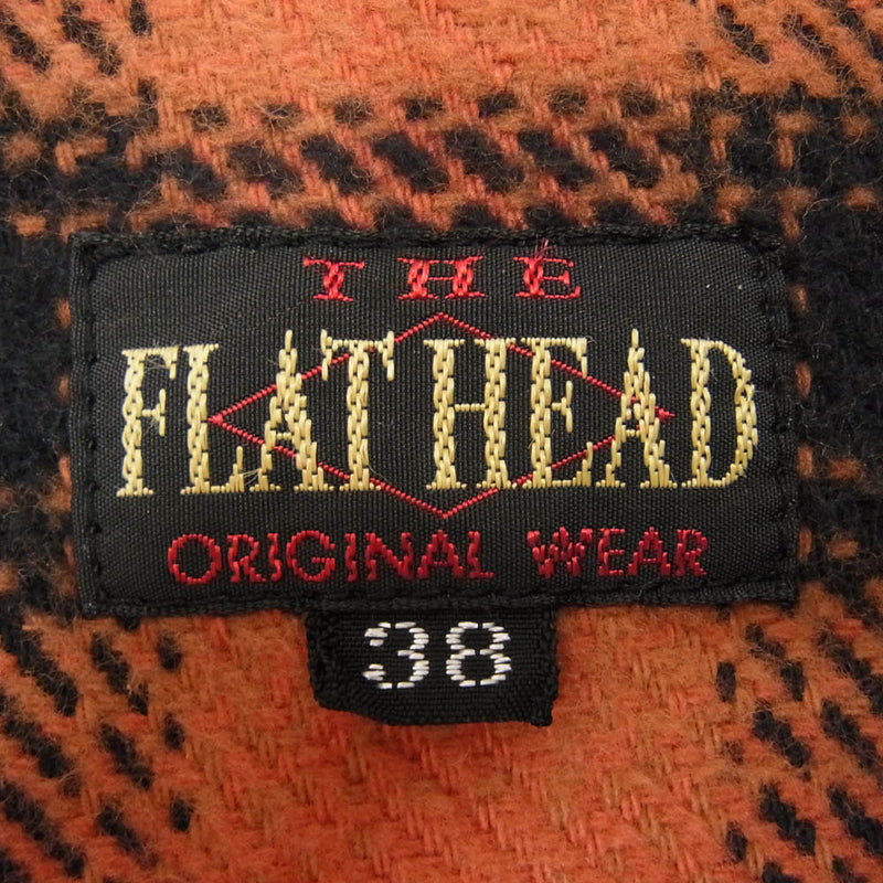 THE FLAT HEAD ザフラットヘッド WESTERN SHIRT チェック ヘビーネル フランネル ウエスタン シャツ オレンジ系 38【中古】