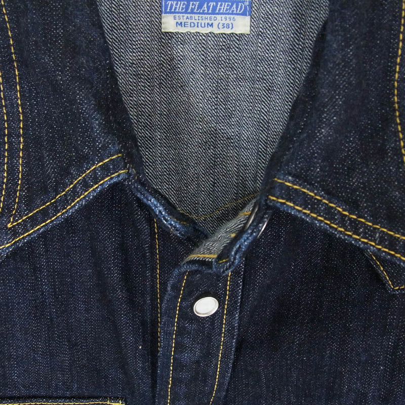 THE FLAT HEAD ザフラットヘッド WESTERN DENIM SHIRT ウエスタン デニム シャツ インディゴブルー系 M【中古】