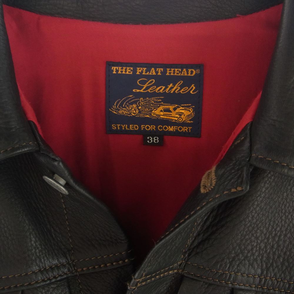 THE FLAT HEAD ザフラットヘッド 22SS FN-LJ-DJ002 ディアスキン 50's レザー ジャケット ブラック系 38【中古】