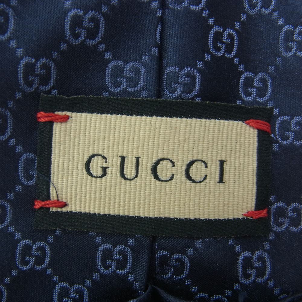 GUCCI グッチ 456520 シルク ジャカード GG柄 ネクタイ ネイビー系【中古】