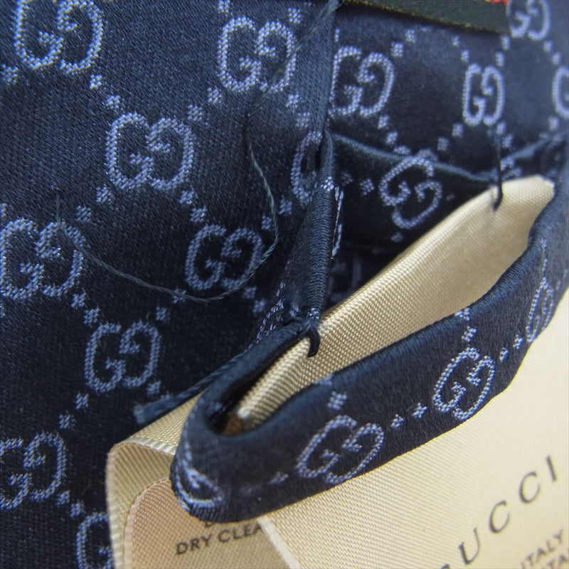 GUCCI グッチ 456520 シルク ジャカード GG柄 ネクタイ ネイビー系【中古】