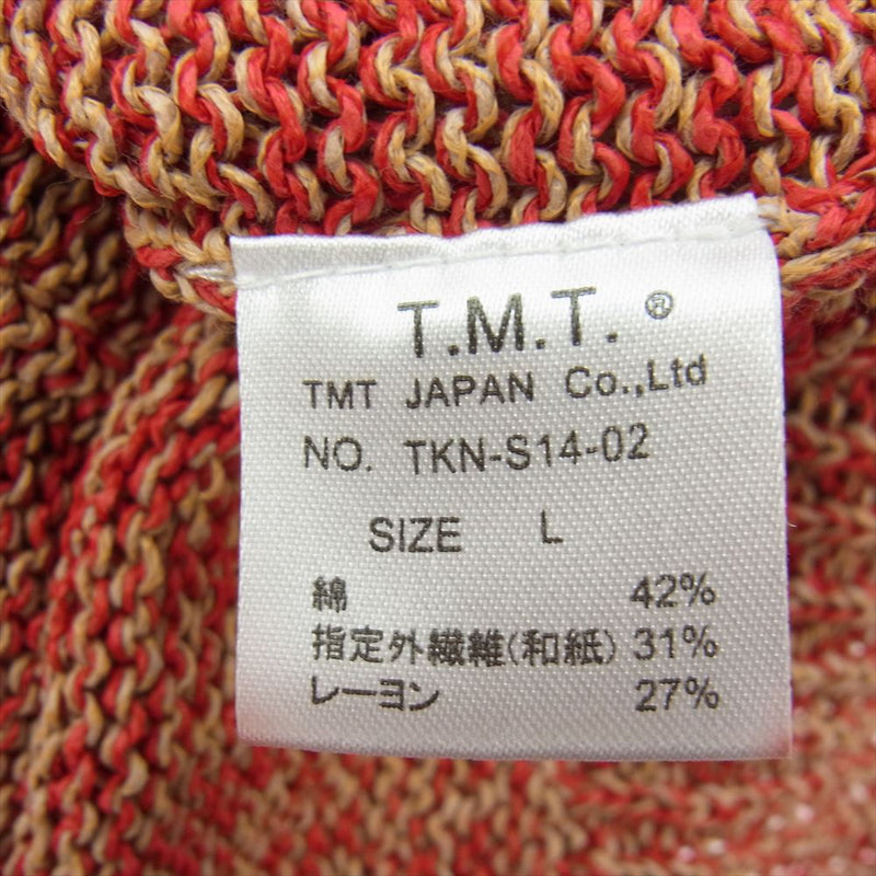 TMT ティーエムティー TKN-S14-02 GIMA KNIT CARDIGAN 和紙 ニット カーディガン レッド系 L【中古】