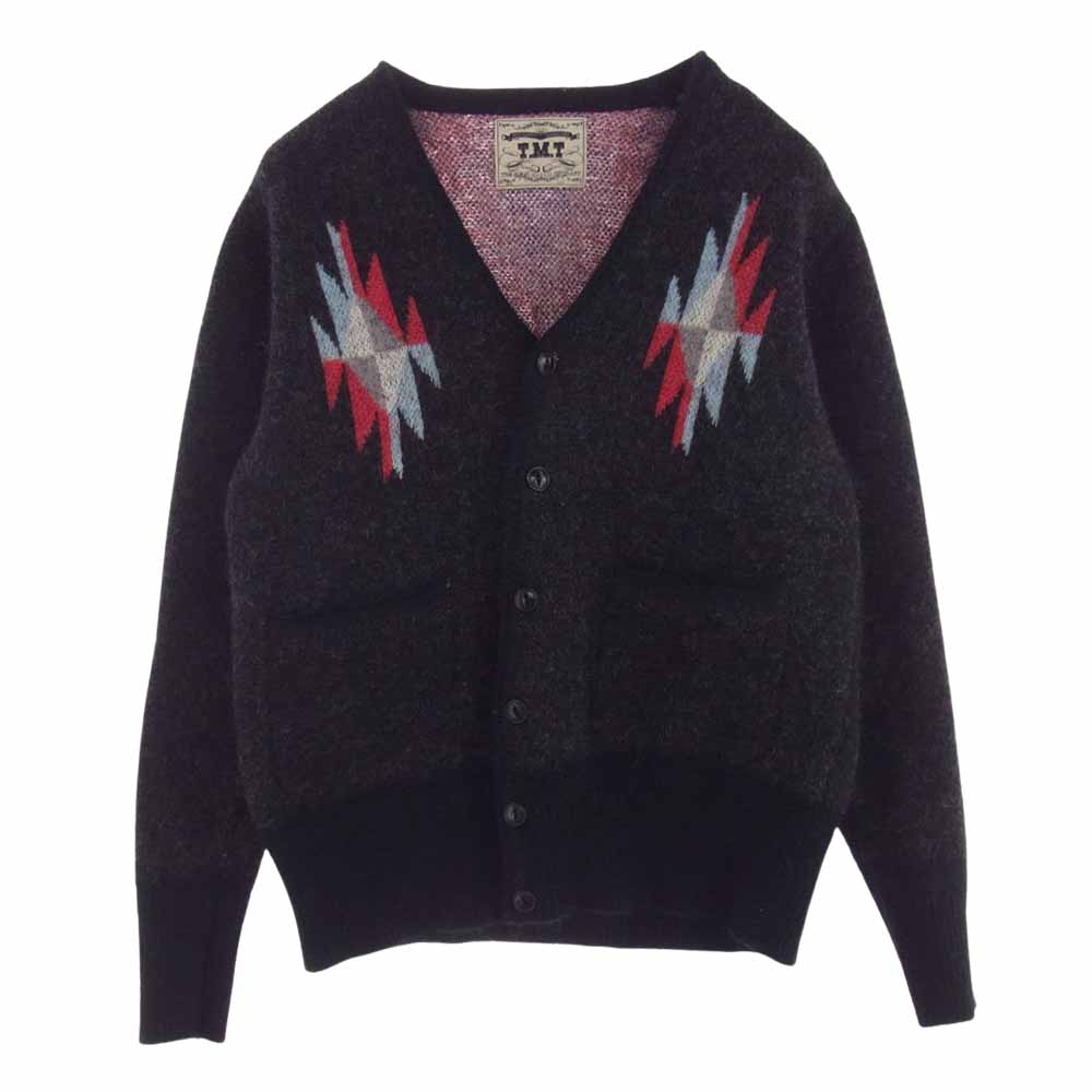 TMT ティーエムティー NATIVE JACQARD MOHAIR KNIT CARDIGAN ネイティブ モヘア ニット カーディガン ブラック系 L【中古】
