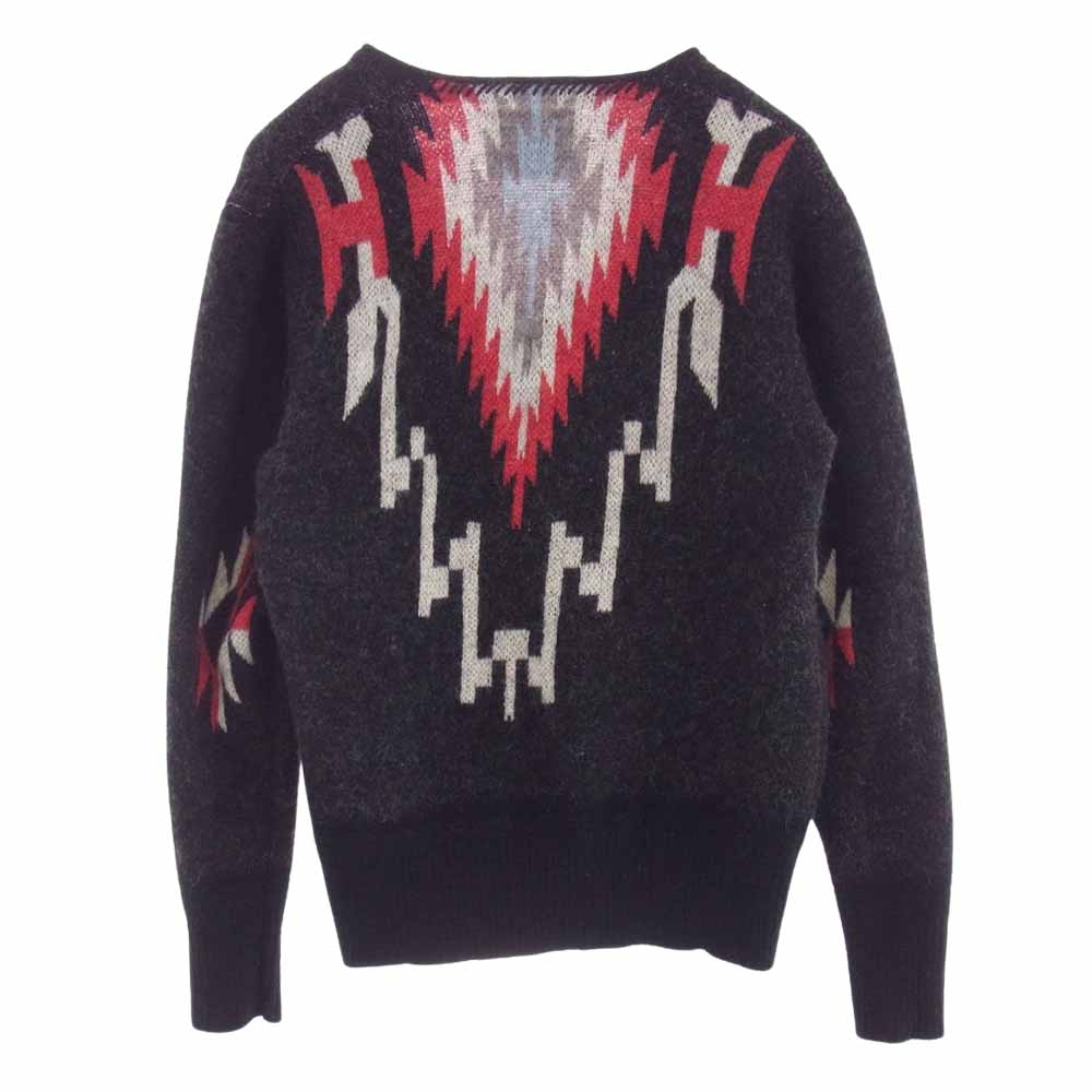 TMT ティーエムティー NATIVE JACQARD MOHAIR KNIT CARDIGAN ネイティブ モヘア ニット カーディガン ブラック系 L【中古】