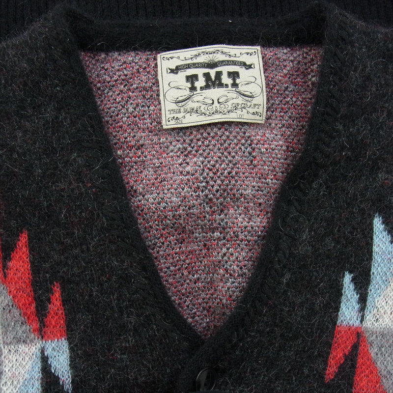 TMT ティーエムティー NATIVE JACQARD MOHAIR KNIT CARDIGAN ネイティブ モヘア ニット カーディガン ブラック系 L【中古】