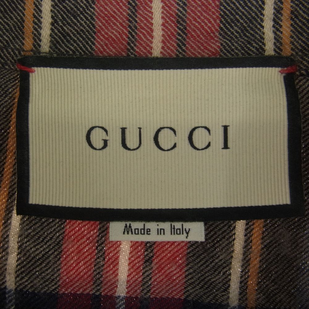 GUCCI グッチ 17AW 478176 Z520F 国内正規品 ドラゴン刺繍 エンブロイダリー 長袖 チェック シャツ マルチカラー系 15【中古】