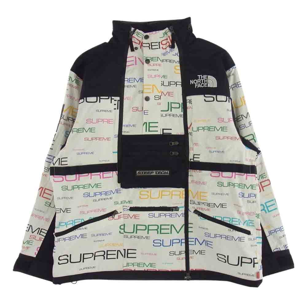 Supreme シュプリーム × THE NORTH FACE ノースフェイス 21AW NP52102I Steep Tech Apogee Jacket マウンテンパーカー ホワイト系 ブラック系 XL【中古】