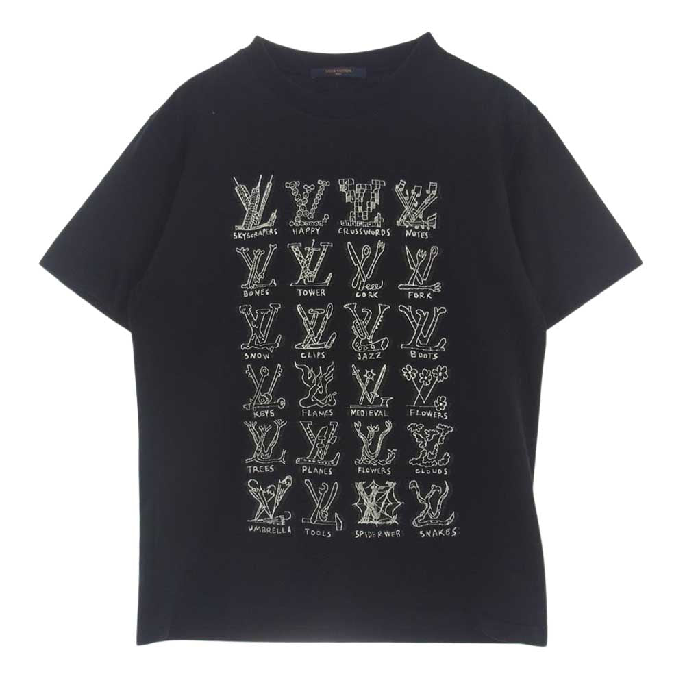 LOUIS VUITTON ルイ・ヴィトン HKY20W カートゥーン LVロゴ 半袖 Tシャツ ブラック系 L【中古】