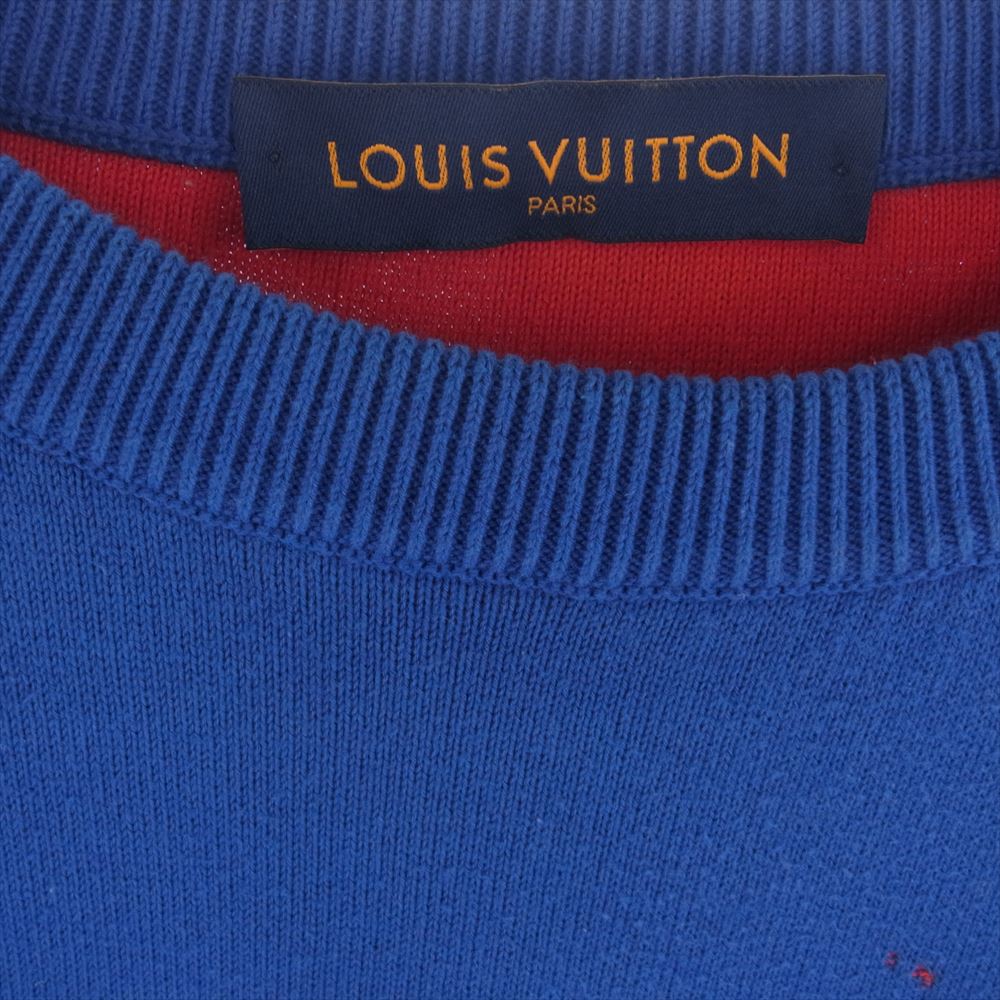 LOUIS VUITTON ルイ・ヴィトン 22ss HKN44W モノグラム グラディエント 長袖 クルーネック ニット ブルー系 レッド系 L【中古】