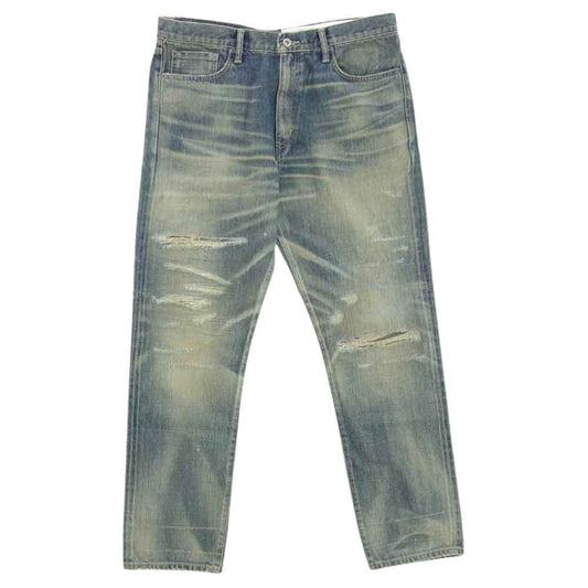 NEIGHBORHOOD ネイバーフッド 242XBNH-PTM09 SAVAGE DENIM DP MID PANTS サベージ デニム  ダメージ 加工 パンツ インディゴブルー系 L【極上美品】【中古】