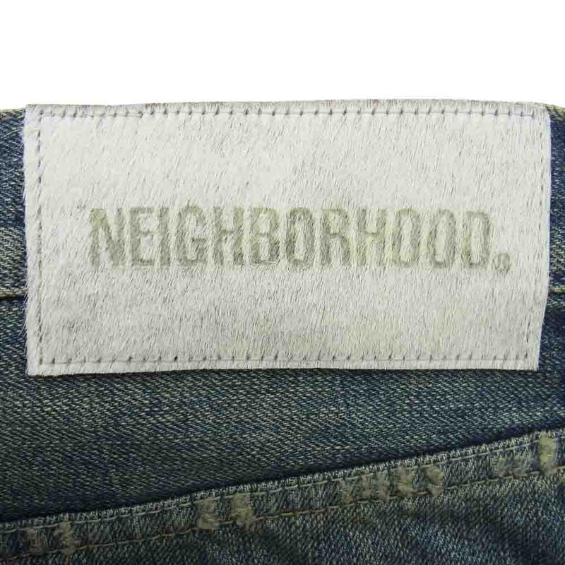 NEIGHBORHOOD ネイバーフッド 242XBNH-PTM09 SAVAGE DENIM DP MID PANTS サベージ デニム  ダメージ 加工 パンツ インディゴブルー系 L【極上美品】【中古】