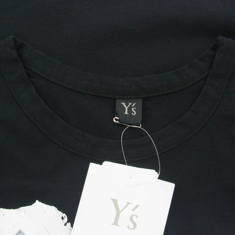 Y's Yohji Yamamoto ワイズ ヨウジヤマモト YD-T25-577 フロント プリント コットン 半袖 Ｔシャツ ブラック系 2【美品】【中古】