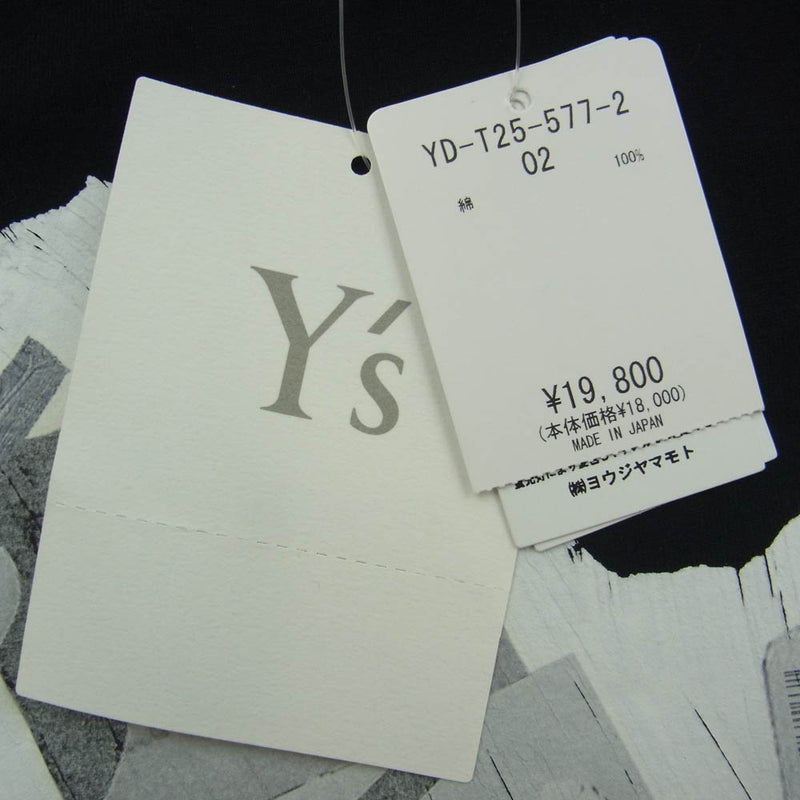 Y's Yohji Yamamoto ワイズ ヨウジヤマモト YD-T25-577 フロント プリント コットン 半袖 Ｔシャツ ブラック系 2【美品】【中古】