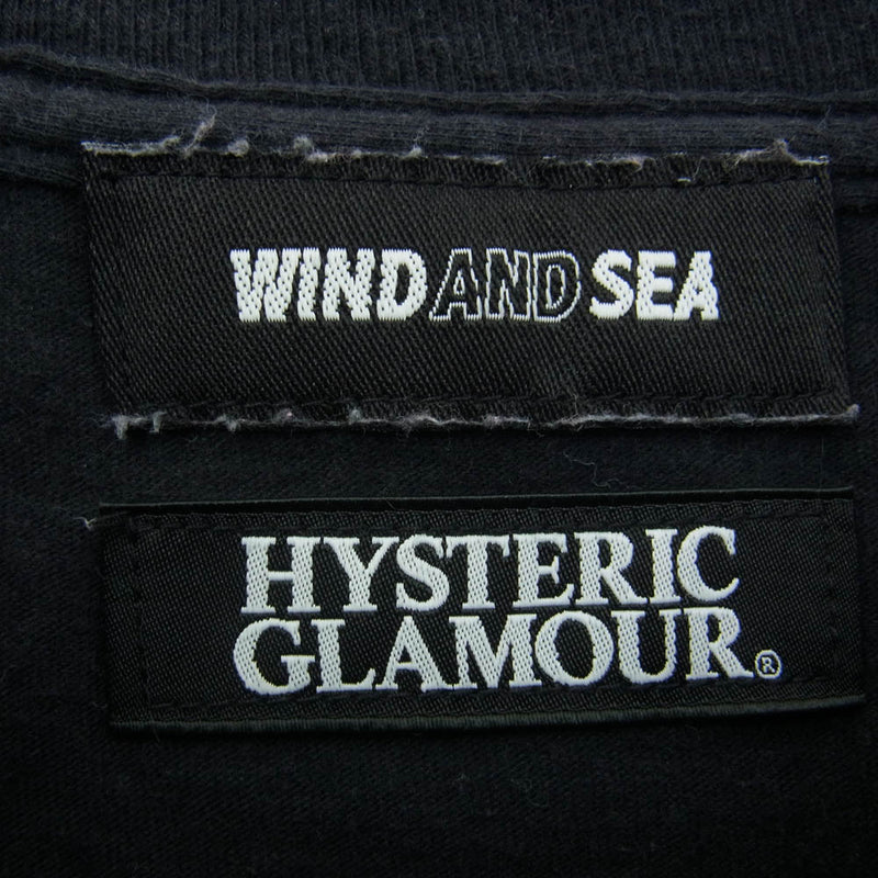 HYSTERIC GLAMOUR ヒステリックグラマー 19AW 02193ZA04 × WIND AND SEA ロゴ プリント 長袖 Tシャツ ブラック系 M【中古】