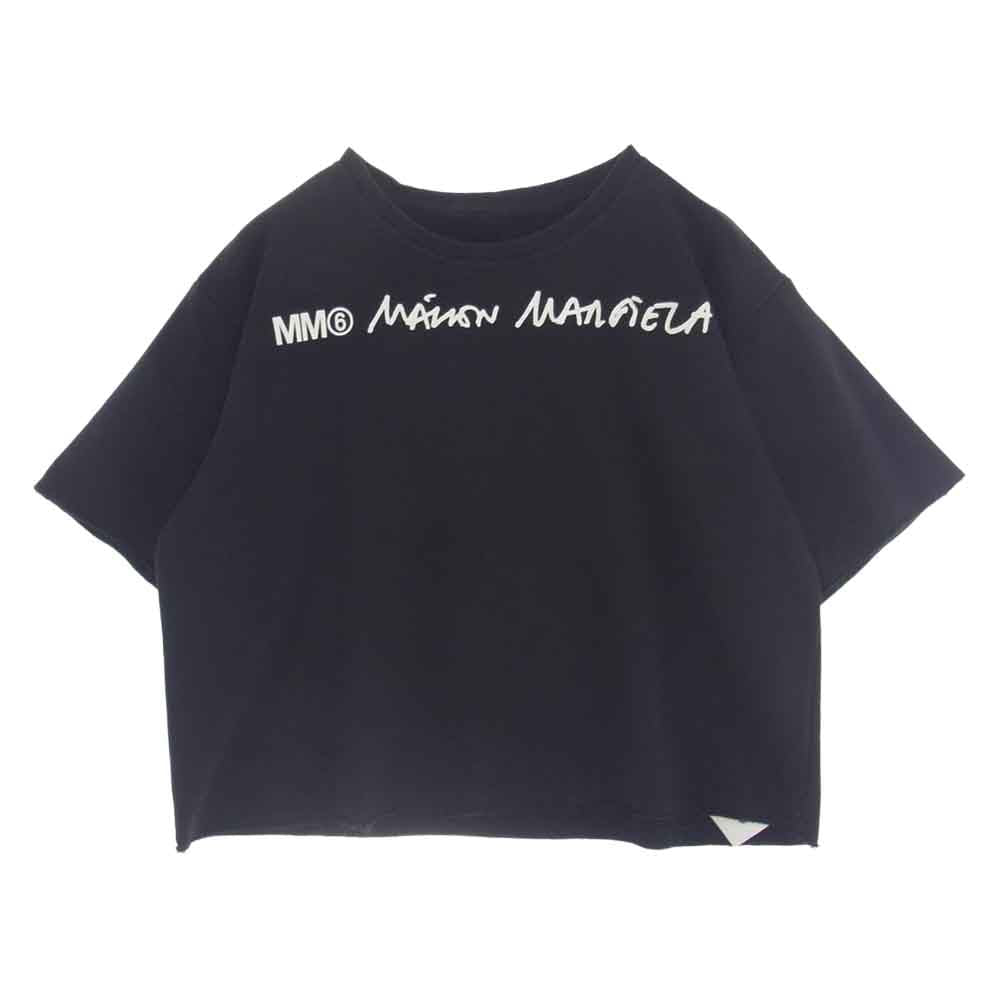 MAISON MARGIELA メゾンマルジェラ 20SS S32GU0133 MM6 エムエムシックス ロゴ スウェットクルーネック 半袖 クルーネック Tシャツ ブラック系 S【中古】