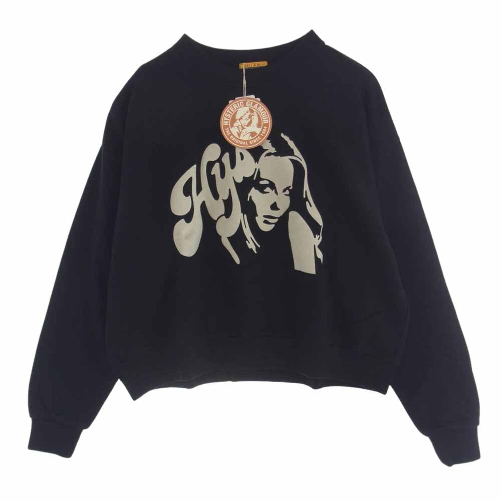 HYSTERIC GLAMOUR ヒステリックグラマー 01233CS03 HYSTERIC WOMAN アップリケ オーバーサイズ スウェット ブラック系 FREE【美品】【中古】