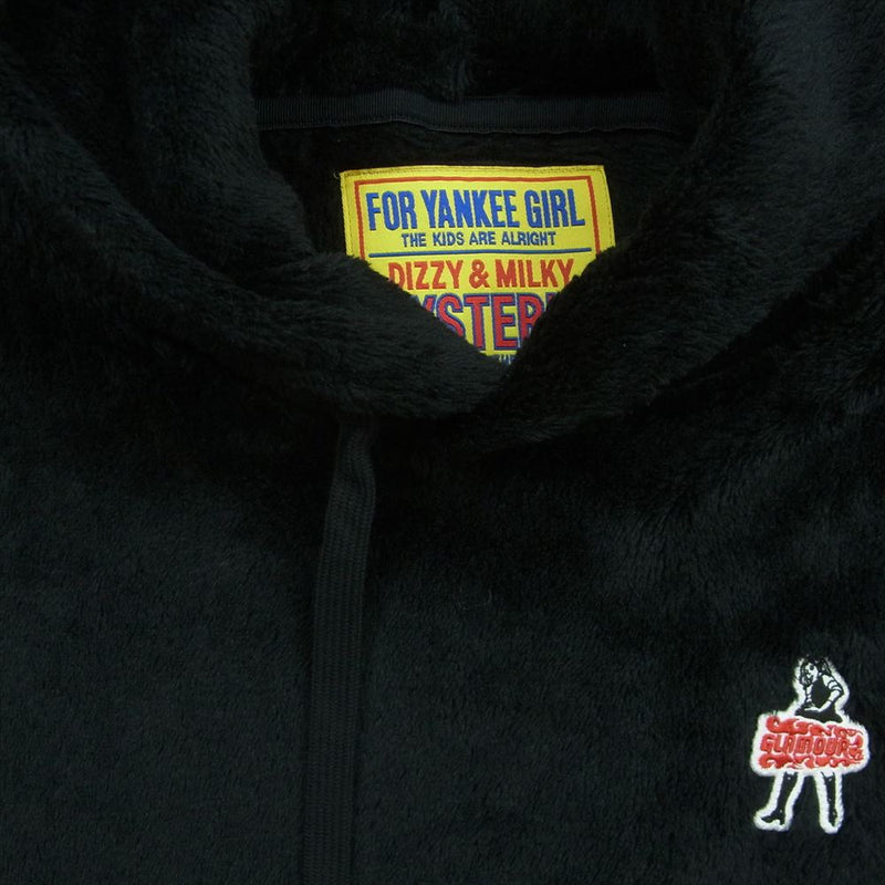 HYSTERIC GLAMOUR ヒステリックグラマー 23AW 01233CF04 VIXEN GIRL ワッペン フリース パーカー ブラック系 FREE【中古】