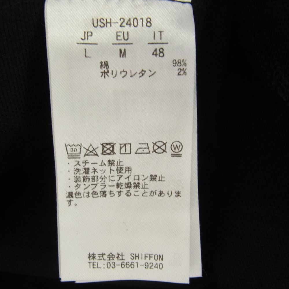 1piu1uguale3 ウノピュウノウグァーレトレ USH-24018 RELAX リラックス バック刺繍 ロゴ ワイド 長袖 シャツ ブラック系 L【中古】