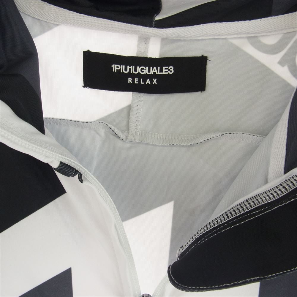 1piu1uguale3 ウノピュウノウグァーレトレ USO-22046 RELAX リラックス 総柄 ラッシュ ガード ジップ アップ パーカー ブラック系 グレー系 XL【中古】