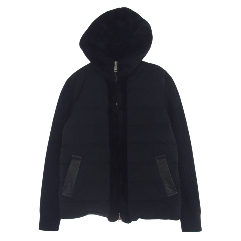 1piu1uguale3 ウノピュウノウグァーレトレ MRB537 LAB044 EMMETI エンメティ 別注 RIB SLEEVE MOUTON HOODED BLOUSON 袖ニットリブ マウンテン フーデッド ブルゾン ネイビー系 3【美品】【中古】