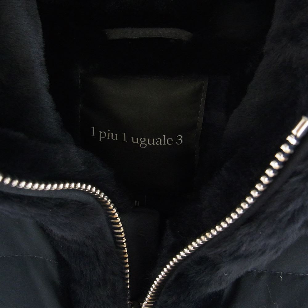 1piu1uguale3 ウノピュウノウグァーレトレ MRB537 LAB044 EMMETI エンメティ 別注 RIB SLEEVE MOUTON HOODED BLOUSON 袖ニットリブ マウンテン フーデッド ブルゾン ネイビー系 3【美品】【中古】