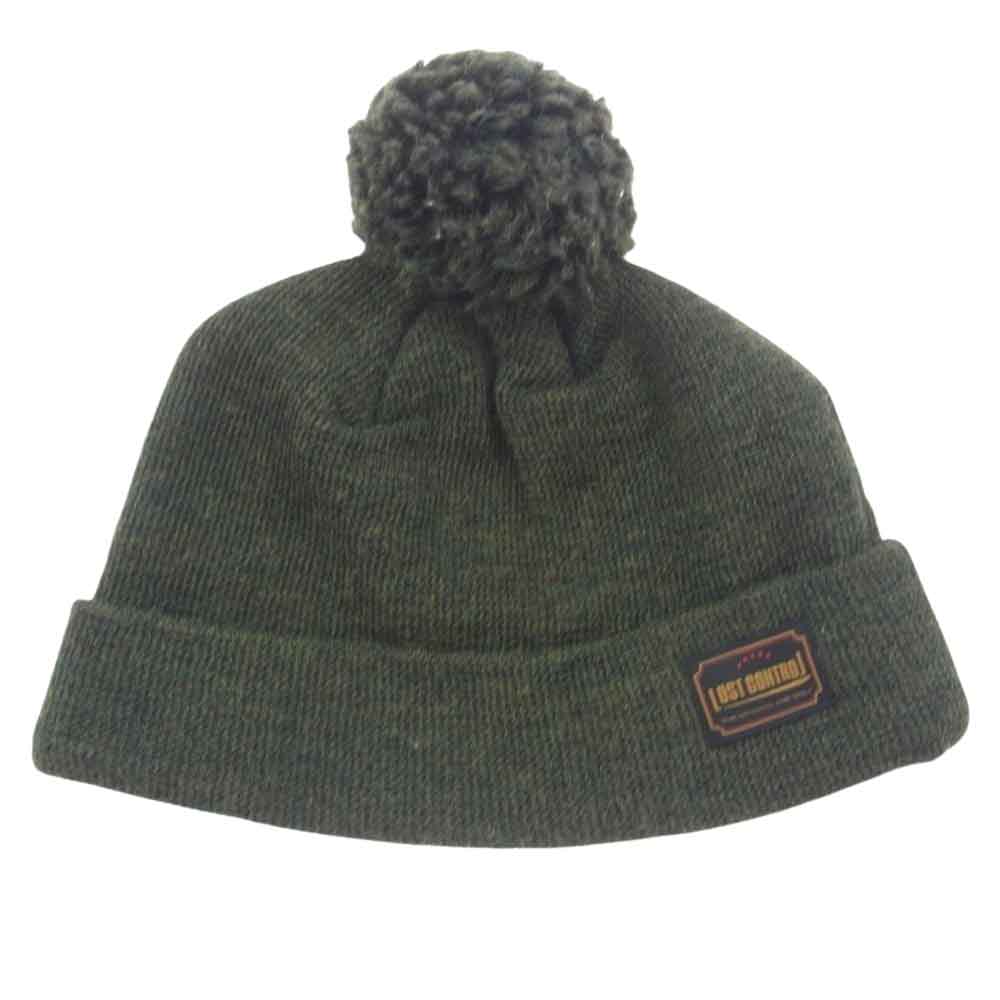 LOST CONTROL ロストコントロール KNIT CAP ボンボン ニットキャップ ニット帽 カーキ系【中古】
