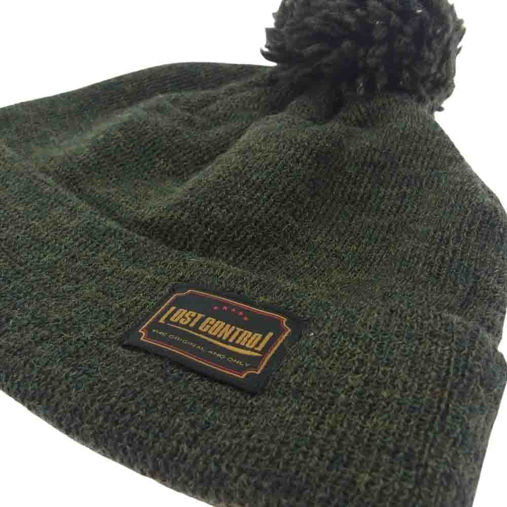 LOST CONTROL ロストコントロール KNIT CAP ボンボン ニットキャップ ニット帽 カーキ系【中古】