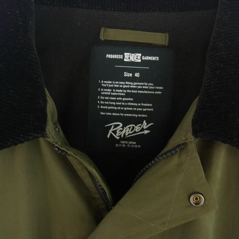 RENDER レンダー RAYON SPORTS JACKET レーヨン スポーツ ジャケット カーキ系 40【中古】