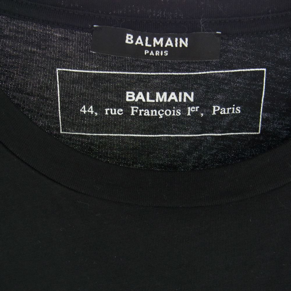 BALMAIN バルマン TH01601 I309 フロント ロゴ プリント Tシャツ 半袖 カットソー ブラック系 M【中古】