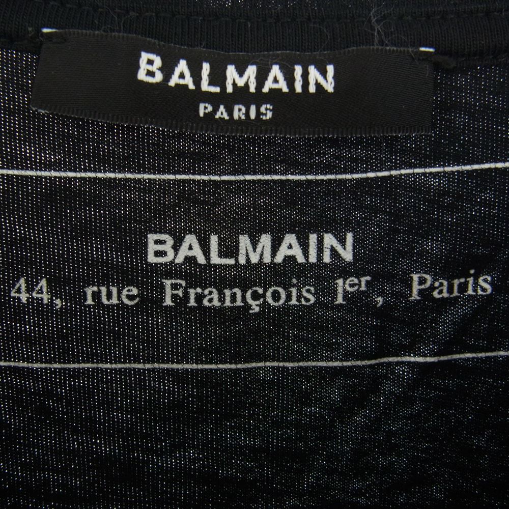 BALMAIN バルマン TH01601 I309 フロント ロゴ プリント Tシャツ 半袖 カットソー ブラック系 M【中古】