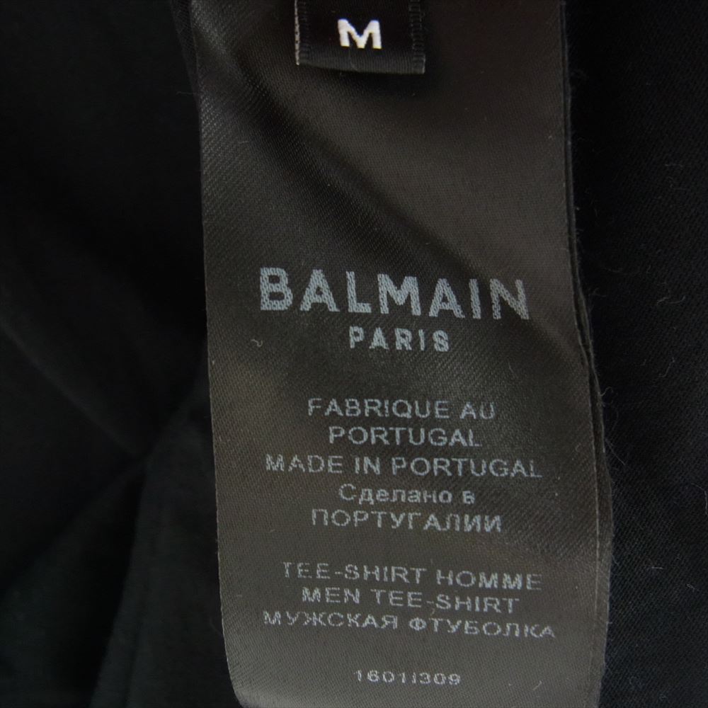 BALMAIN バルマン TH01601 I309 フロント ロゴ プリント Tシャツ 半袖 カットソー ブラック系 M【中古】