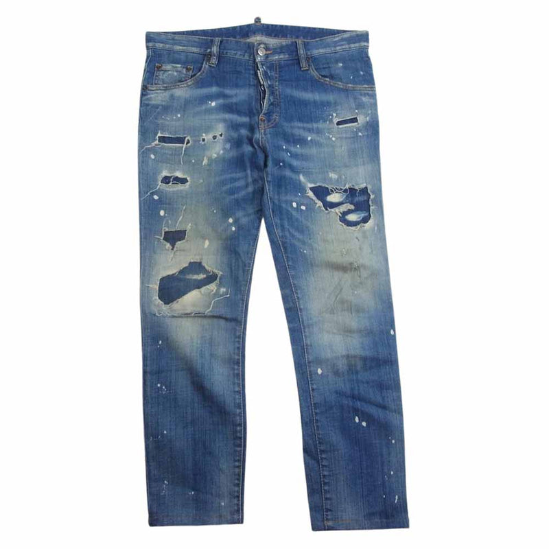 DSQUARED2 ディースクエアード S74LB0603 Skater Jean スケーター ジーンズ ダメージ ペイント 加工 デニム パンツ インディゴブルー系 48【中古】