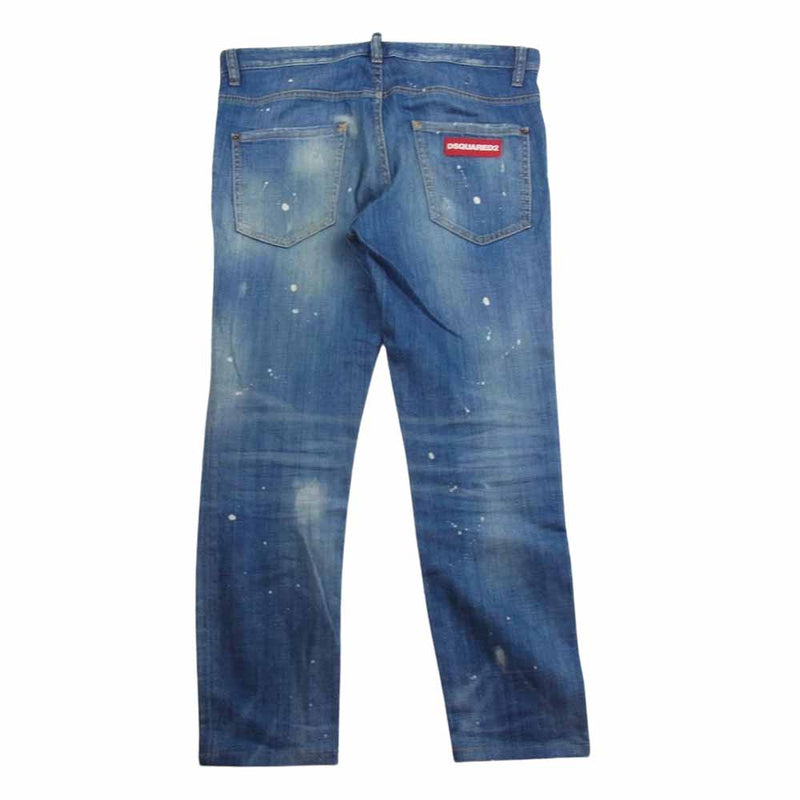 DSQUARED2 ディースクエアード S74LB0603 Skater Jean スケーター ジーンズ ダメージ ペイント 加工 デニム パンツ インディゴブルー系 48【中古】